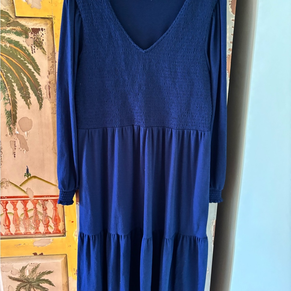 Elegant V-Neck Royal Blue Tiered Maxi Dress - Picture 2 of 9